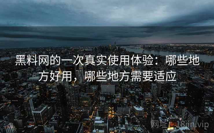 黑料网的一次真实使用体验：哪些地方好用，哪些地方需要适应